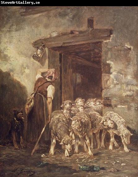 Charles Jacque Leaving the Sheep Pen